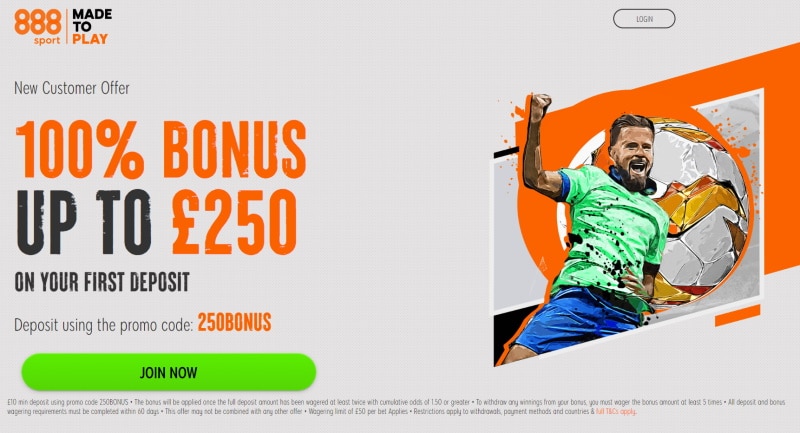 888sport £250 bonus offer