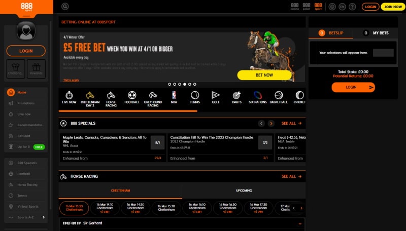 Screenshot of 888sport betting website