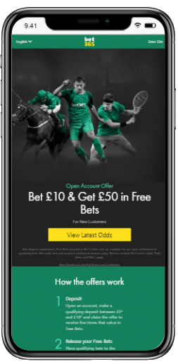 Bet365 signup free bet offer image