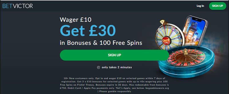 BetVictor Casino sign up offer