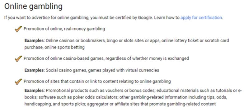 Online Gambling Policy