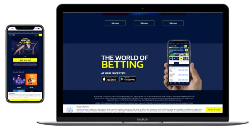 Image of William Hill website and Willian Hill App