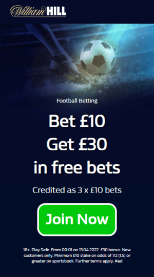 William Hill signup free bet offer image